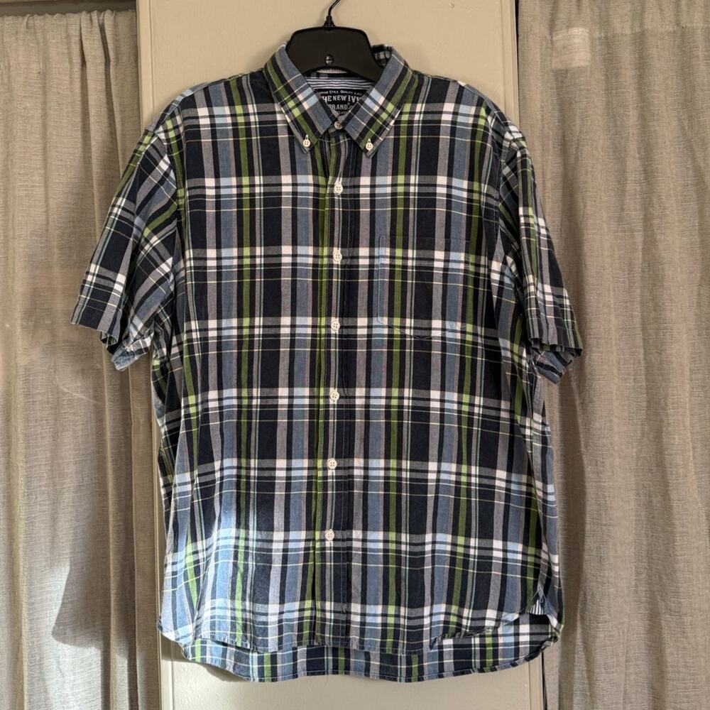 The New Ivy Brand Plaid Short Sleeve Shirt | L | Blue & Green